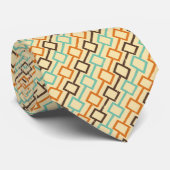 Aquamarines braunes Orange Retro geometrisches Mus Krawatte (Gerollt)