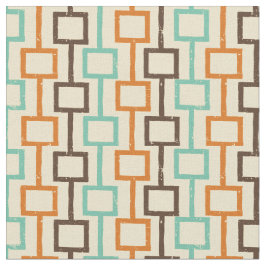 Aquamarines braunes Orange Retro geometrisches Mus Stoff