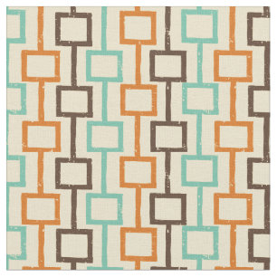 Aquamarines braunes Orange Retro geometrisches Mus Stoff
