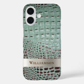 Aquamarines braunes Reptil digitales Leder Titanme Case-Mate iPhone Hülle (Rückseite)