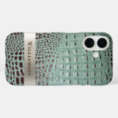 Aquamarines braunes Reptil digitales Leder Titanme Case-Mate iPhone Hülle (Rückseite (Horizontal))