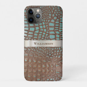 Aquamarines braunes Reptil digitales Leder Titanme Case-Mate iPhone Hülle