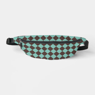 Aquamarines braunes Schachbrett Diamant Muster Bauchtasche