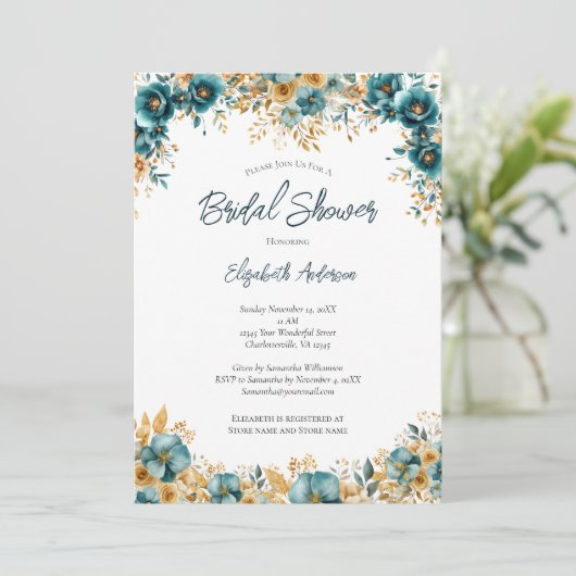 Aquamarines Brautparty Einladung (Stehend Vorderseite)