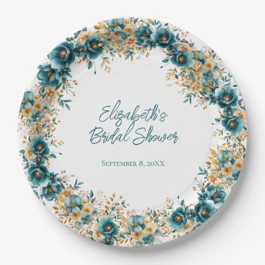 Aquamarines Brautparty Pappteller (Vorderseite)