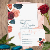 Aquamarines Budget, Rot, Sangria Rose Einladung Ho