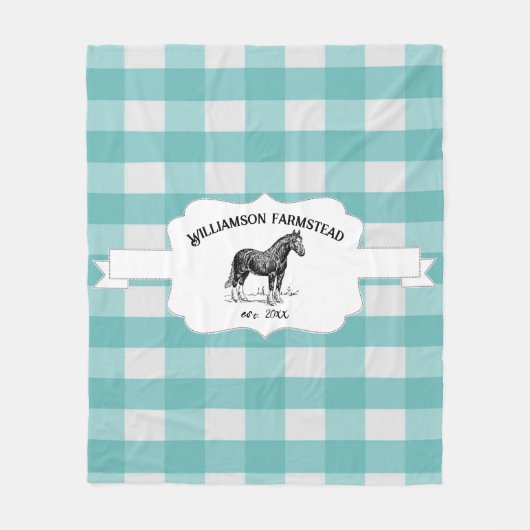 Aquamarines Buffalo Kariert Farm Horse Fleece Blan (Vorderseite)