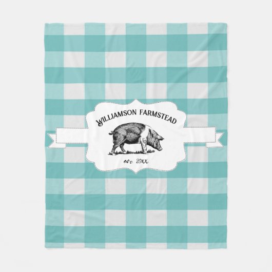 Aquamarines Buffalo Kariert Farm Pig Fleece Blanke (Vorderseite)