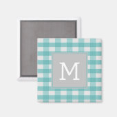 Aquamarines Buffalo Kariert Monogram Magnet (Vorderseite/Rückseite)