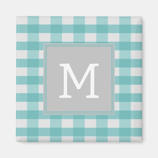 Aquamarines Buffalo Kariert Monogram Magnet (Vorne)