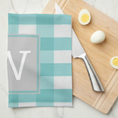 Aquamarines Buffalo Kariert Monogramm Handtuch (Viertel Falte)