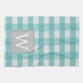 Aquamarines Buffalo Kariert Monogramm Handtuch (Horizontal)