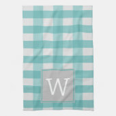 Aquamarines Buffalo Kariert Monogramm Handtuch (Vertikal)