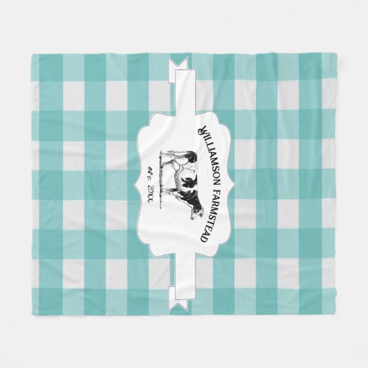 Aquamarines Buffalo Karierte Farm Kuh Fleece Blank (Vorderseite (Horizontal))