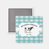 Aquamarines Buffalo-Magnet für die Karierte landwi Magnet (Vorderseite/Rückseite)