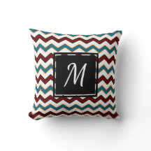 Aquamarines Burgund Zickzack Monogramm Chic Throw