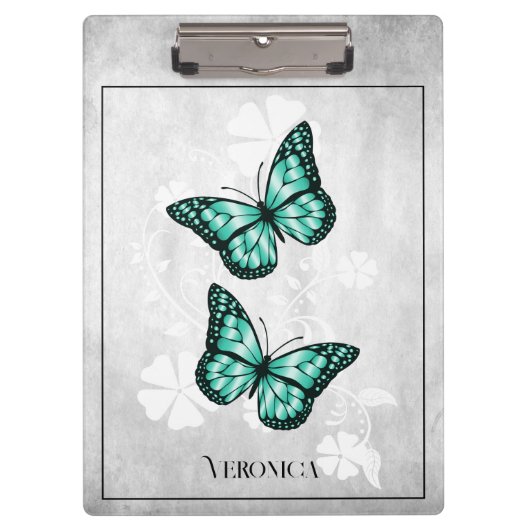 Aquamarines Butterfly-Floral-Clipboard Klemmbrett (Vorderseite)