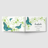 Aquamarines Butterfly Floral Wedbook Gästebuch (Voll)