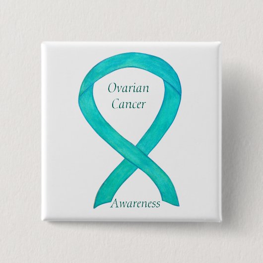 Aquamarines Button zur Sensibilisierung für Ovaria (Vorderseite)