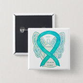 Aquamarines Button zur Sensibilisierung für Ovaria (Vorne & Hinten)