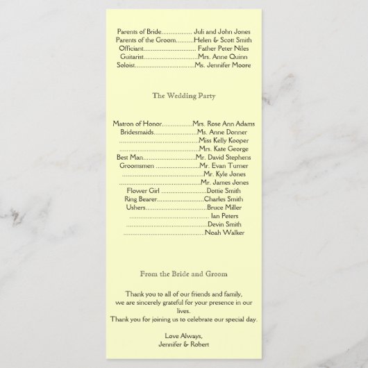 Aquamarines Celtic Knot Wedding Programm (Rückseite)