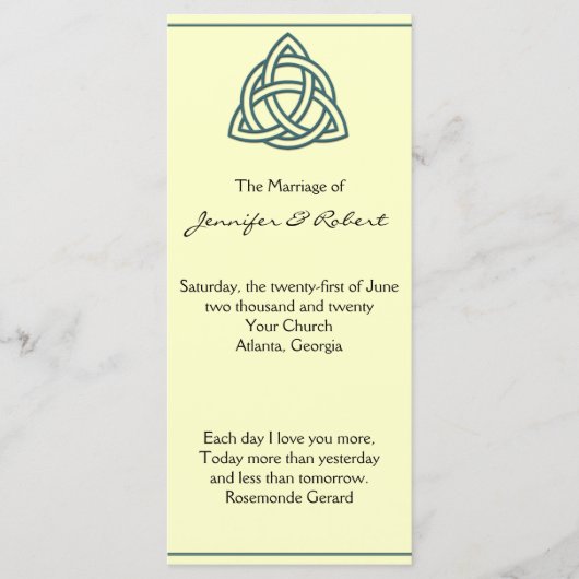Aquamarines Celtic Knot Wedding Programm (Vorderseite)