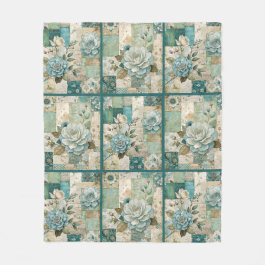 Aquamarines Cockpit Vintages Blumenmuster Fleecedecke (Vorderseite)