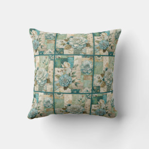 Aquamarines Cockpit Vintages Blumenmuster Kissen