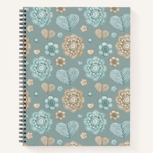 Aquamarines Crochet-Notebook mit Wasserfarbe 8,5"  Notizblock (Vorderseite)