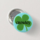 Aquamarines Crowley Button mit Kleeblatt (Vorne & Hinten)
