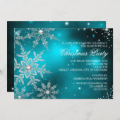 Aquamarines Crystal Snowflake Weihnachtsessen Part Einladung (Vorne/Hinten)