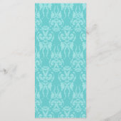 Aquamarines Damask-Hochzeitmenü Menükarte (Rückseite)