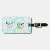 Aquamarines Damaskusmuster Gepäckanhänger (Vorderseite horizontal)