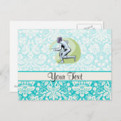 Aquamarines Damaskusmuster Postkarte (Vorne/Hinten)