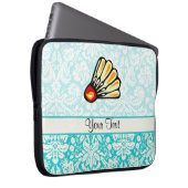 Aquamarines Damast-Badminton Laptopschutzhülle (Vorne Rechts)