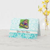 Aquamarines Damast-Billard Karte (Gelbe Blume)