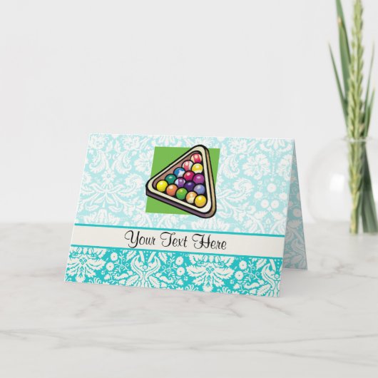 Aquamarines Damast-Billard Karte (Vorderseite)