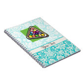Aquamarines Damast-Billard Notizblock (Rechte Seite)