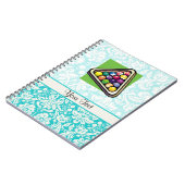 Aquamarines Damast-Billard Notizblock (Linke Seite)