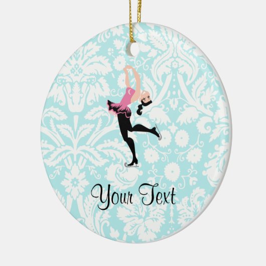 Aquamarines Damast-Muster-Eis-Skaten Keramikornament (Links)