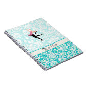Aquamarines Damast-Muster-Eis-Skaten Notizblock (Rechte Seite)