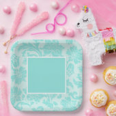 Aquamarines Damastpapier Pappteller (Party)