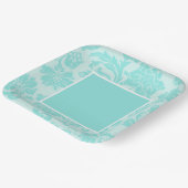 Aquamarines Damastpapier Pappteller (Gewinkelt)