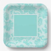 Aquamarines Damastpapier Pappteller (Vorderseite)