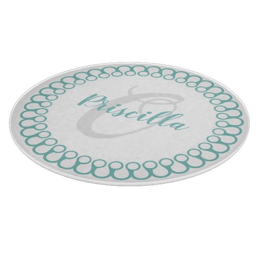 Aquamarines Decorcle Monogram Cutting Board Schneidebrett (Ecke)