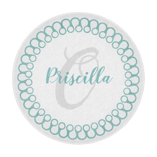 Aquamarines Decorcle Monogram Cutting Board Schneidebrett (Vorderseite)
