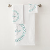Aquamarines dekoratives Circle Monogram Badetuch S Badhandtuch Set (Insitu)