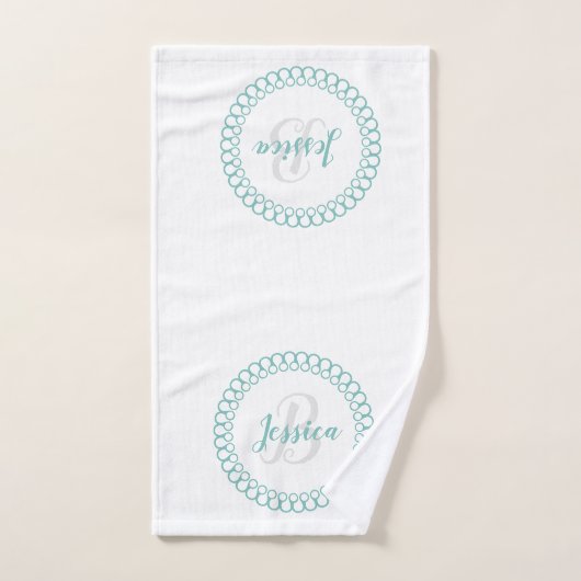 Aquamarines dekoratives Circle Monogram Badetuch S Badhandtuch Set (Handtuch)