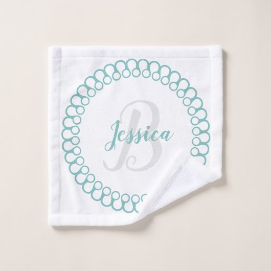 Aquamarines dekoratives Circle Monogram Badetuch S Badhandtuch Set (Waschlappen)