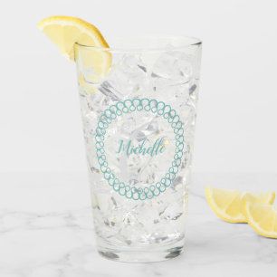 Aquamarines dekoratives Circle Monogramm Trinkglas Glas